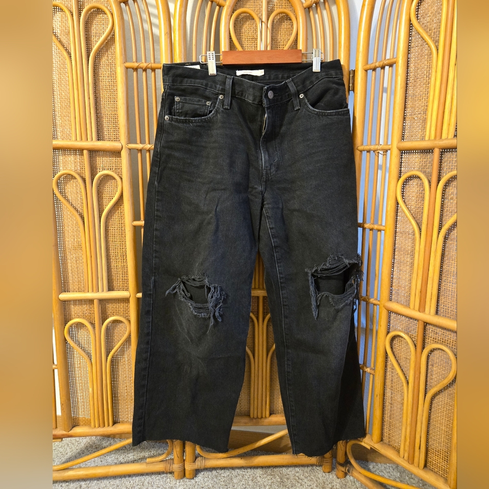 Levis Baggy Dad Ripped Black Jeans